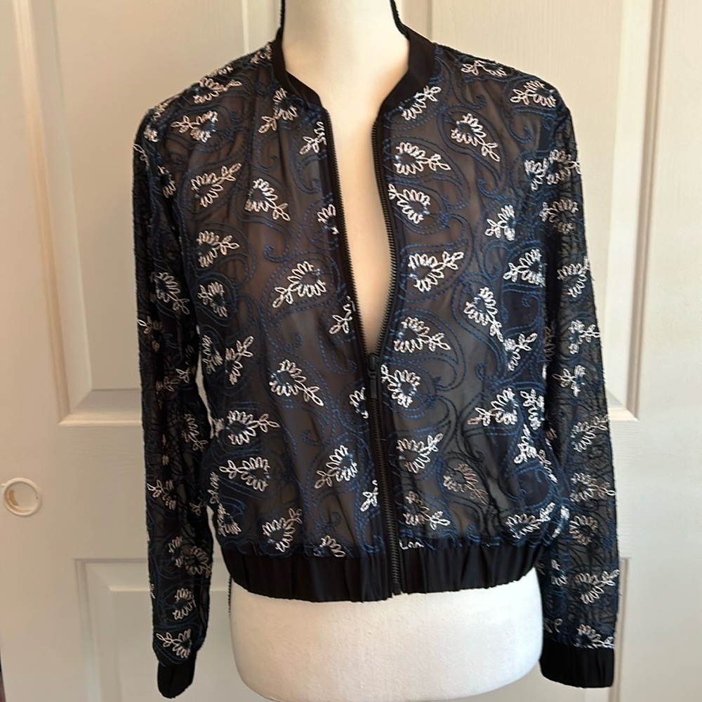 Abercrombie & Fitch Navy blue sheer jacket- size small